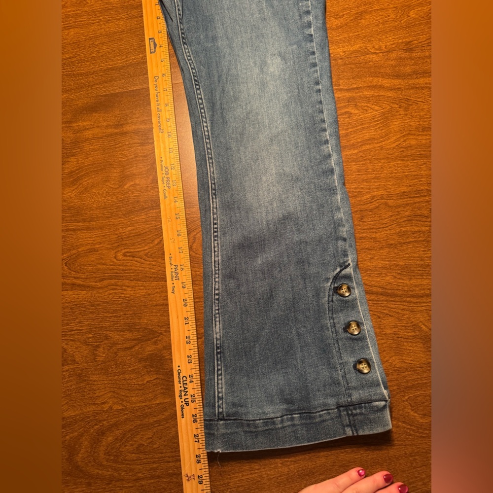 Pilcro and the Letterpress Button-Accent Blue Flare Jeans - Picture 4 of 11